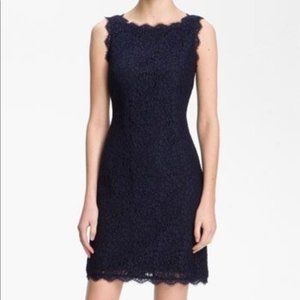 Adrianna Papell Boatneck Lace Sheath Dress, Navy